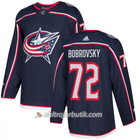 Män Ishockey Columbus Blue Jacket Tröjas Sergei Bobrovsky 72 Adidas 2017-2018 Marinblå Authentic